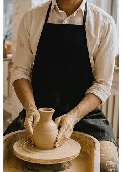 Siyah Gabardin Kumaş Mutfak Aşçı Önlüğü Master Chef