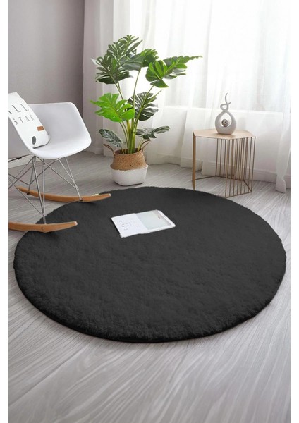Siyah Yuvarlak Kaymaz Taban Halı Yıkanabilir Dekoratif Peluş Halı fiyatları