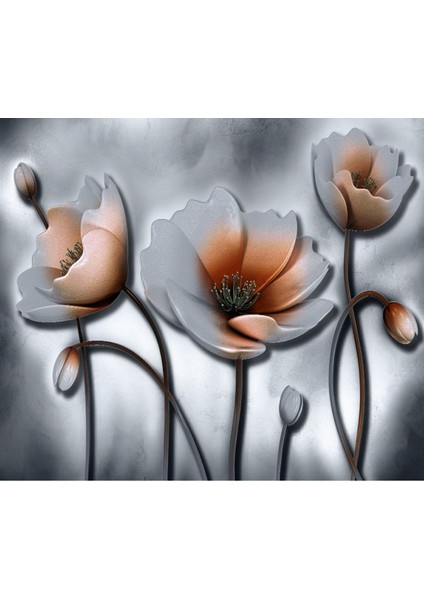 3 Boyutlu Lale Desenli Yırtılmaz Silinebilir Sağlıklı Tekstil Duvar Kağıdı modelleri