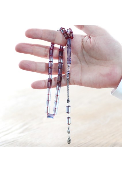 925 Ayar Gümüş Püsküllü Kesme Kesim Turkuaz Ateş Kehribar Tesbih modelleri