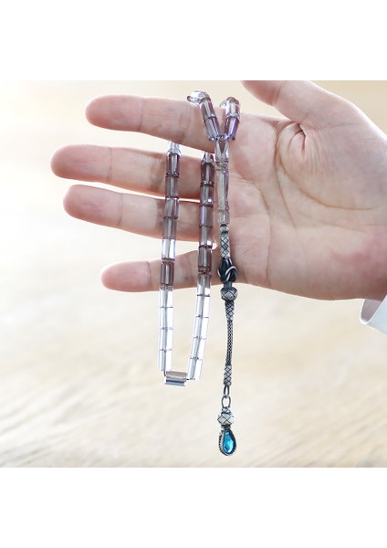 1000 Ayar Gümüş Kazaz Püsküllü Kesme Kesim Su Mavisi Ateş Kehribar Tesbih modelleri