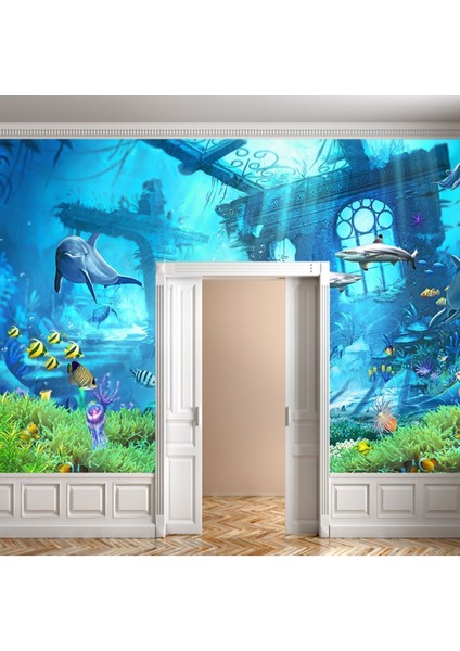 Denizaltı Balıklar Desenli Isı ve Ses Yalıtımlı Sağlıklı Tekstil Duvar Kağıdı