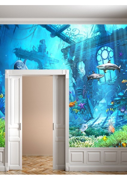 Denizaltı Balıklar Desenli Isı ve Ses Yalıtımlı Sağlıklı Tekstil Duvar Kağıdı fiyatları