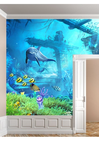 Denizaltı Balıklar Desenli Isı ve Ses Yalıtımlı Sağlıklı Tekstil Duvar Kağıdı modelleri