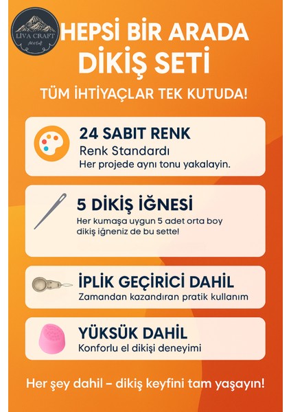 Dikiş Seti 24 Renkli – Iğne, Yüksük ve Iplik Geçirici ile fiyatları