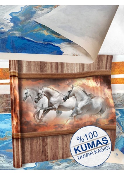 Ahşap Tablo Atlar Desenli Isı ve Ses Yalıtımlı Sağlıklı Tekstil Duvar Kağıdı fiyatları