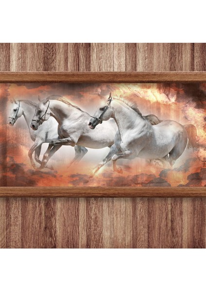 Ahşap Tablo Atlar Desenli Isı ve Ses Yalıtımlı Sağlıklı Tekstil Duvar Kağıdı modelleri