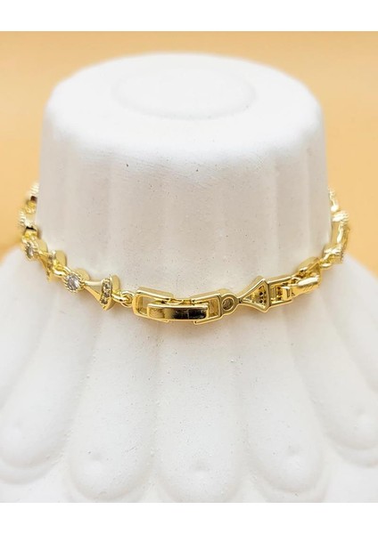 Zirkon Taşlı Üçgen Model Gold Kaplama Bileklik indirimleri