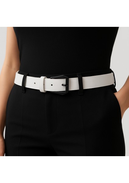 Kadın Dokulu Siyah Tokalı Deri Görünümlü Kemer fiyatları