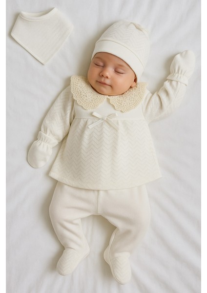 %100 Pamuk Kız Bebek Yenidoğan 5 Parça Hastane Çıkış Seti