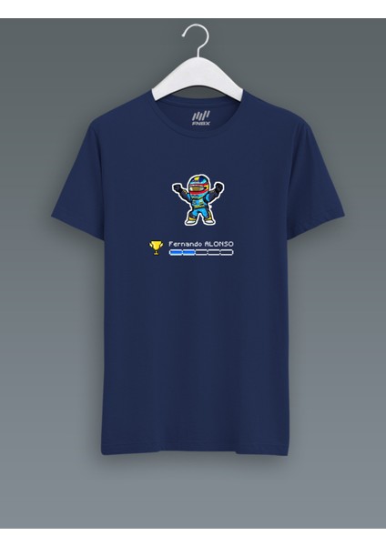 Fernando Alonso Pixel Art Lacivert T-Shirt