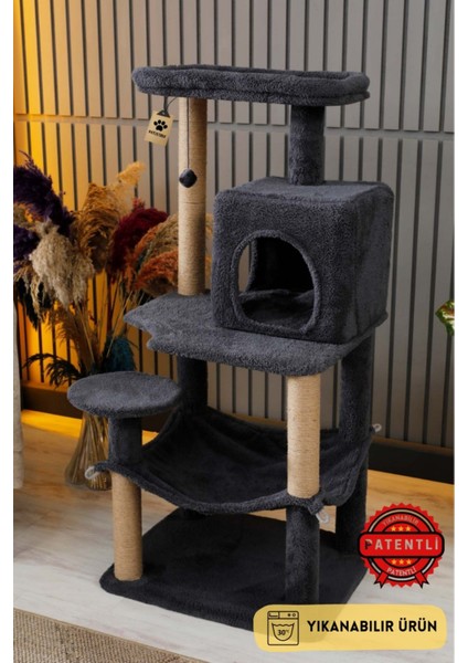 Çok Katlı Yıkanabilir Kedi Tırmalama ve Oyun Evi - Dubai Antrasit