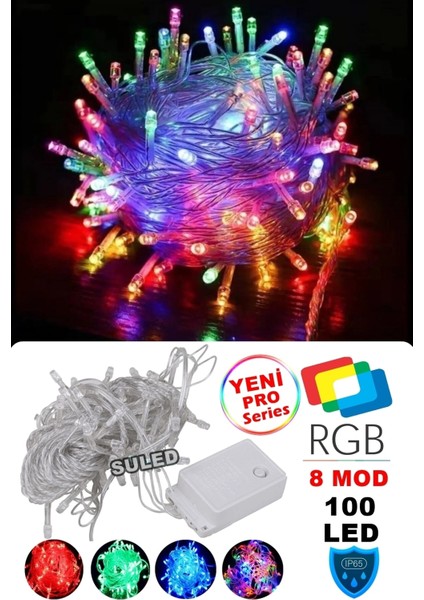 SL-1030 Rgb Renkli Işık Pirinç 10 Metre 100'LÜ LED Yılbaşı Ağaç Işık 8 Fonksiyonlu Dekoratif LED