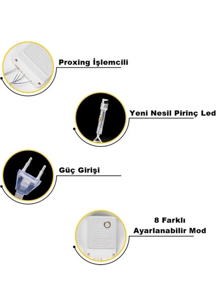SL-1030 Rgb Renkli Işık Pirinç 10 Metre 100'LÜ LED Yılbaşı Ağaç Işık 8 Fonksiyonlu Dekoratif LED