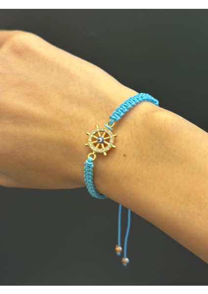 Zirkon Taşlı Denizci Dümen Makrome Ip Bileklik modelleri