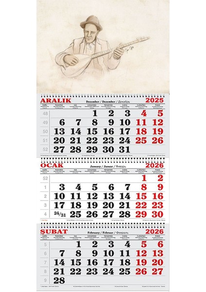 2026 Yılı Gemici Takvimi-Aşık Veysel Kara Kalem