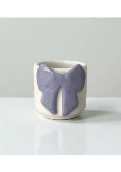 El Yapımı Seramik Mor Fiyonklu Modern Bardak - Kupa