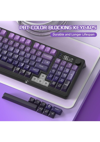 M96 Ofis Klavye Bluetooth/2.4g Kablosuz Oyuncu Klavye Işıklı USB Type-C Kablolu Şarjlı