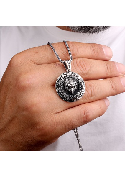 925 Ayar Gümüş Mikro Taşlı Aslan Motifli Kolye modelleri