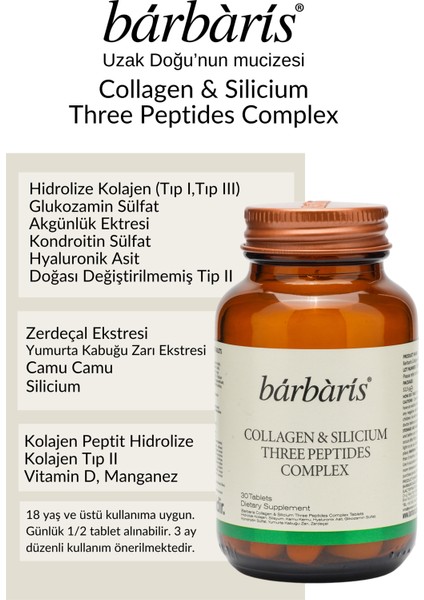Collagen&sılıcıum Tree Peptıdes Complex 30 Tablets-3 Paket fiyatları