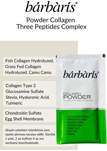 Kolajen Powder Three Peptides Complex (Balık-Sığır-Tavuk) Tip 1-2-3 / 30 Şase fiyatları