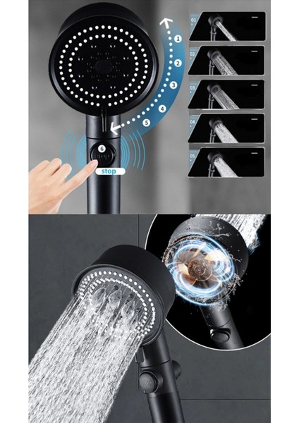 Duş Başlığı Pervaneli Serinletici Tasarım 5 Modlu (5324) modelleri