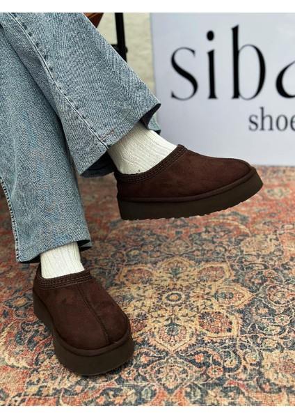 Yula Içi Kürklü Işleme Detaylı Acı Kahve Süet Kadın Bot modelleri