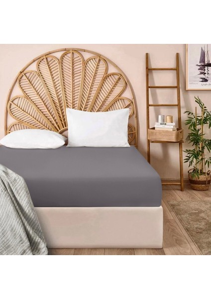 Soft Penye Çift Kişilik Lastikli Çarşaf - Antrasit - 160X200 cm