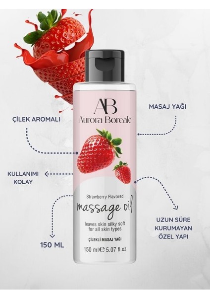 A B Çilek Aromalı Masaj Yağı 150ML Aromatik Haz Verici Masaj Jeli Süper Etki