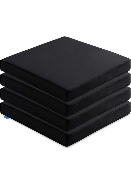 Fermuarlı 4'lü Sandalye Minderi 40X40 cm Sünger Sandalye Minderi Bağcıklı Antrasit