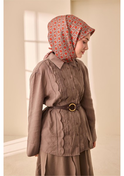 Twill Ipek Eşarp - 11479-21 Turuncu Vizon fiyatları