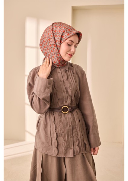 Twill Ipek Eşarp - 11479-21 Turuncu Vizon fırsatları