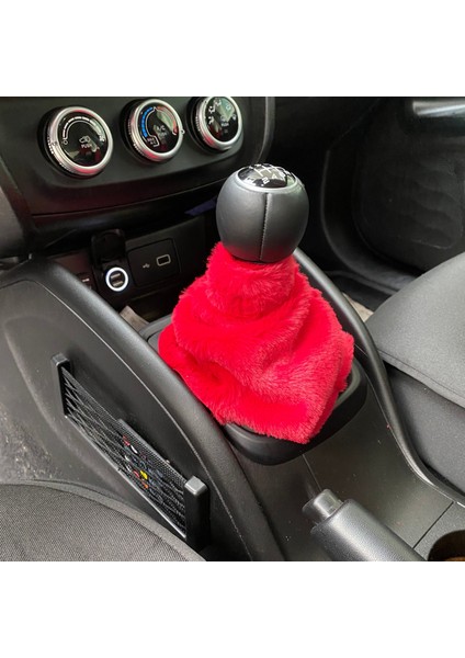 Yumuşak Peluş Vites Körüğü Vites Süsü Kırmızı