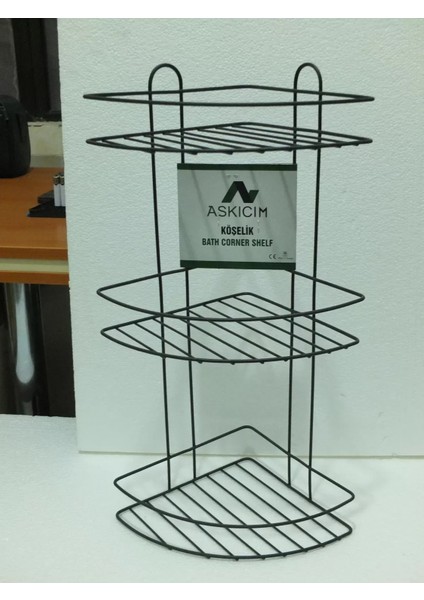 Köşelik Banyo 3 Raflı Siyah Metal ROYALEKS-56574 fiyatları