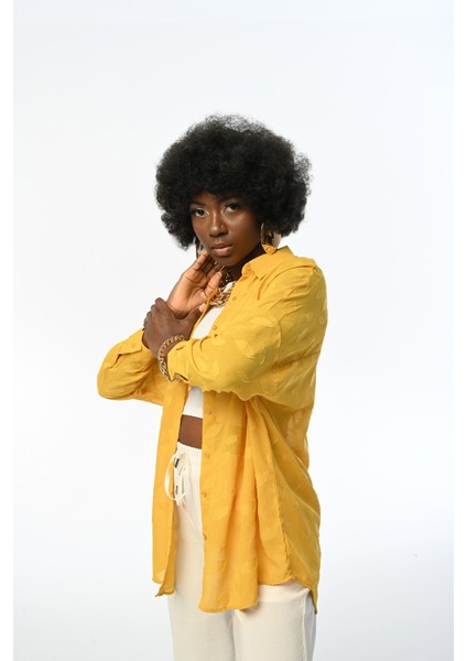 Kadın Oversıze Desenli Şifon Ince Gömlek fiyatları