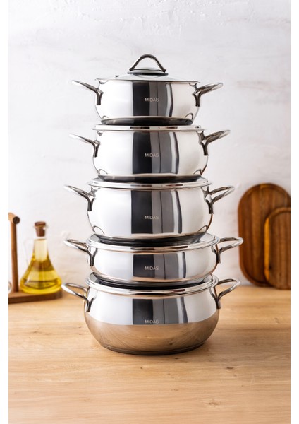 Indüksiyon Tabanlı 10 Parça Çelik Tencere Seti fiyatları