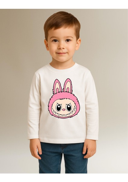 Labubu Uzun Kollu Baskılı Unisex Çocuk Tişört (4-13 Yaş) modelleri