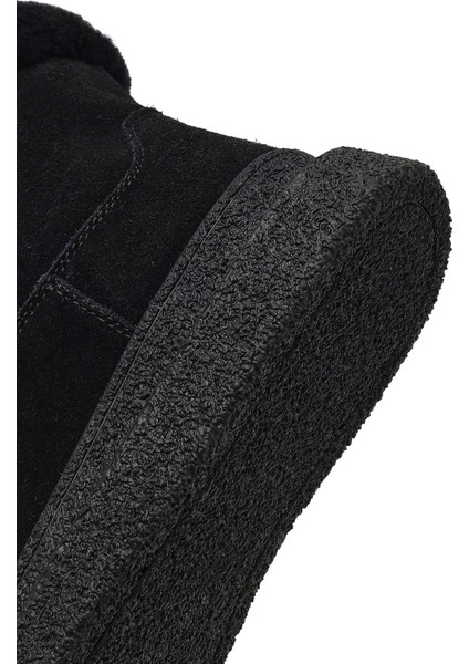 Kadın Siyah Fermuarlı Kalın Tabanlı Süet Deri Teddy Bot 25WFD492510