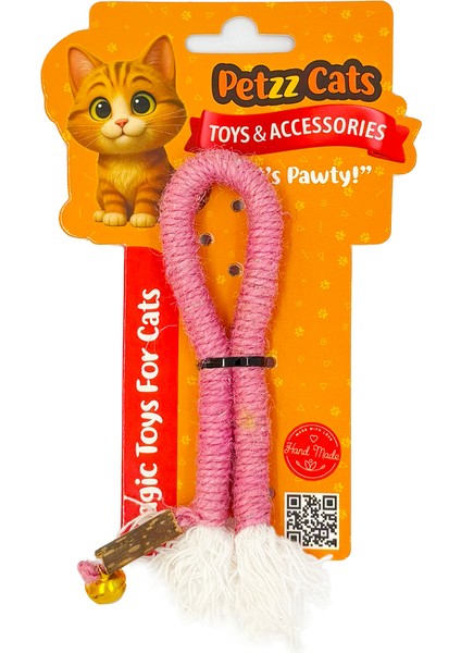 Petzzcats Rope Matatabi ve Çıngırak Sesli Peluş Kedi Oyuncağı Pembe
