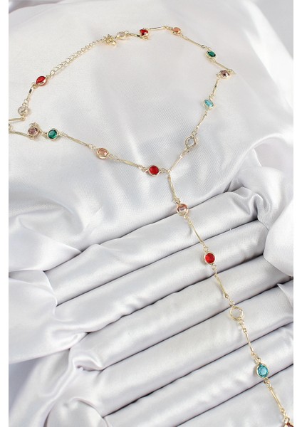 Bfs Pirinç Asorti Model Gold Renk Zirkon Taşlı Y Kolye fiyatları