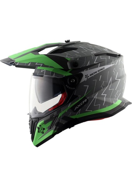 X-Cross Dual Vizör Kask Yeşil-Gri