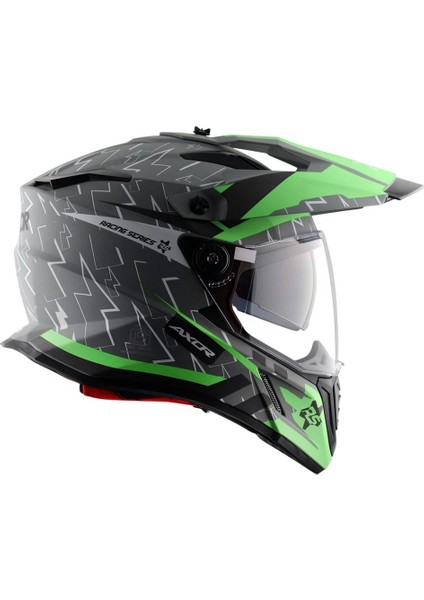 X-Cross Dual Vizör Kask Yeşil-Gri fırsatları