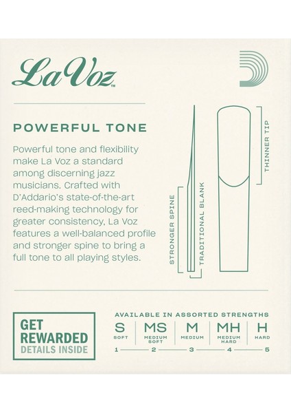 D'addario Woodwinds La Voz RCC10MS Sib Klarnet Kamışı Medium Soft fiyatları