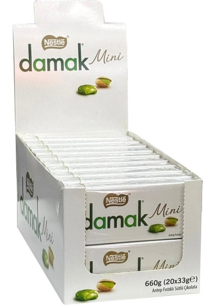 Damak Mini Antep Fıstıklı Sütlü Çikolata 20X33 gr