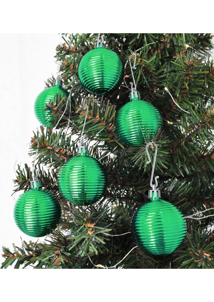 Ağaç Süsleme Topları 6'lı - 5 cm -Yeşil Hasır-
