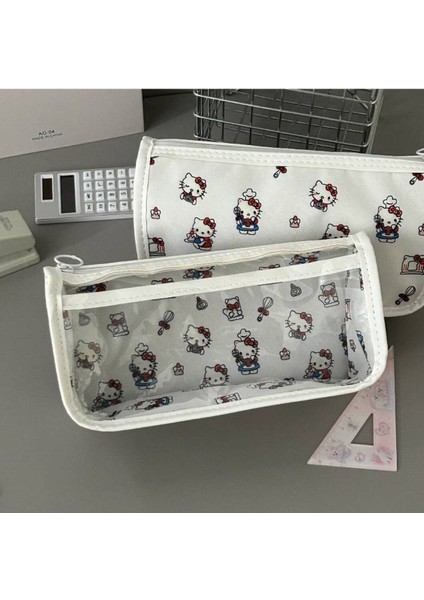 Hello Kitty Figürlü Tek Bölmeli Şeffaf Önyüzlü Kalem Çantası AD58790