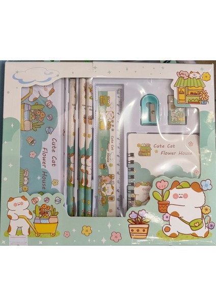 Kırtasiye Seti (Kurşun Kalem,metal Kalemlik.kalemtraş.silgi,not Defteri,cetvel) AD10010