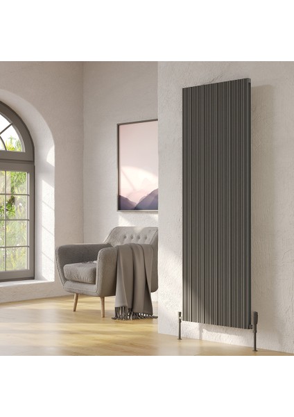 Bamboo Alüminyum Dikey Radyatör 1800X359 mm 3 Dilim Dokulu Beyaz | 792 W Yüksek Isıl Güç | 5 Yıl Üretici Garantisi
