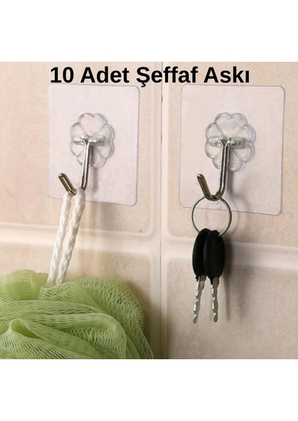 Kendinden Yapışkan Şeffaf Askı Seti