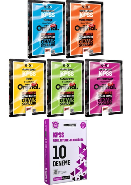 Türkçe Matematik Tarih Coğrafya Vatandaşlık Orijinal Çıkmış 2010-2024 - 2026 Kpss Ortaöğretim Çözümlü 10 Deneme